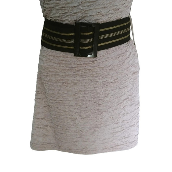 Top Site Paris Ruched Mini Dress with Belt Tan - Picture 4 of 8